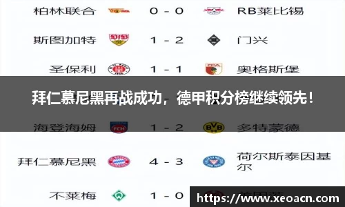 拜仁慕尼黑再战成功，德甲积分榜继续领先！